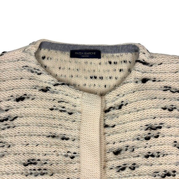 Piazza Sempione Women's Cream/Black Speckled Wool Blend Knit Cardigan in Size 10 - Picture 7 of 11